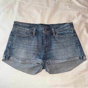Levi's Blue Jean Shorts with Distressed Hem